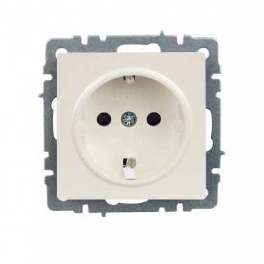 Розетка с заземлением с защитными шторками 16А IEK Brite РСР14-1-0-БрЖ жемчуг — Multielectrika