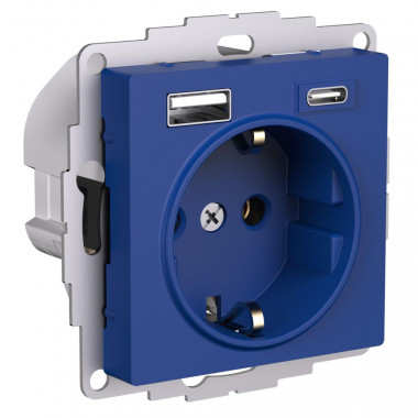 Розетка USB A+С Systeme Electric AtlasDesign 5В/2,4А, 2х5В/1,2А, 16А, аквамарин — Multielectrika