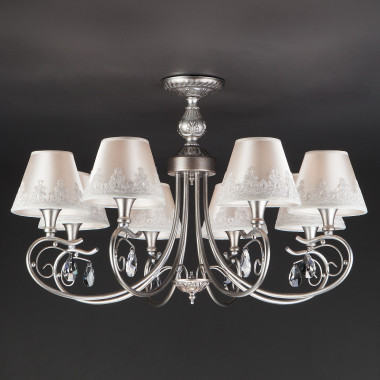 Классическая люстра с абажурами 60069/8 серебро — Multielectrika