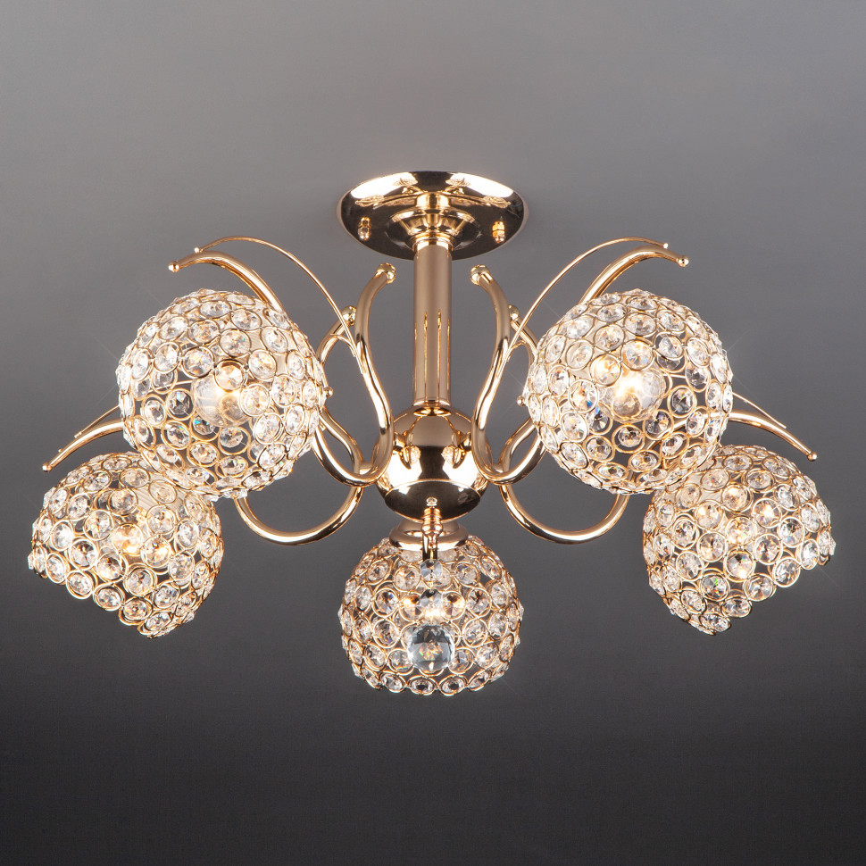 Потолочная люстра с плафонами 7777/5 золото фото 1 &mdash; Multielectrika