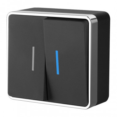 Выключатель двухклавишный с подсветкой Gallant черный/хром W5020135 &mdash; Multielectrika