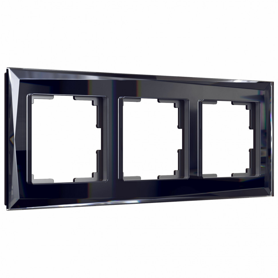 Рамка из стекла на 3 поста Diamant черный W0031208 фото 1 &mdash; Multielectrika