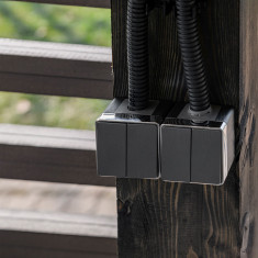 Выключатель двухклавишный влагозащищенный Gallant графит рифленый W5020204 &mdash; Multielectrika