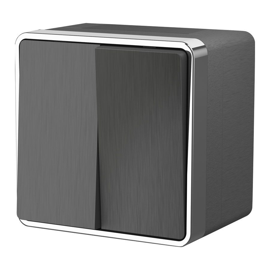 Выключатель двухклавишный влагозащищенный Gallant графит рифленый W5020204 фото 1 &mdash; Multielectrika