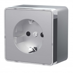 Розетка с заземлением и шторками Gallant (серебряный) W5071106 &mdash; Multielectrika