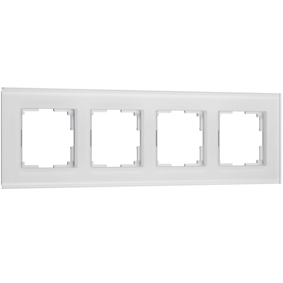 Рамка из стекла на 4 поста Senso белый soft-touch W0043101 фото 1 &mdash; Multielectrika
