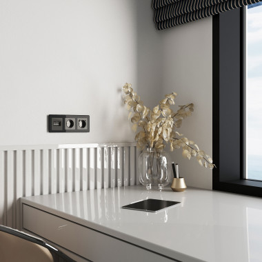 Накладка для двойной розетки Еthernet RJ-45 (графит акрил) W1191144 — Multielectrika