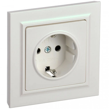 Розетка с заземлением с защитными шторками 16А в сборе IEK Brite РСР14-1-0-БрЖ жемчуг — Multielectrika
