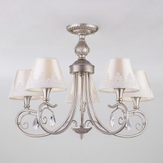 Люстра в классическом стиле с абажурами 60069/5 серебро &mdash; Multielectrika