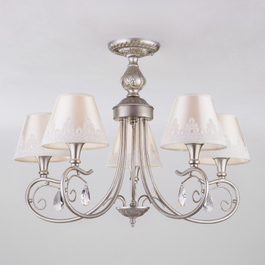 Люстра в классическом стиле с абажурами 60069/5 серебро — Multielectrika