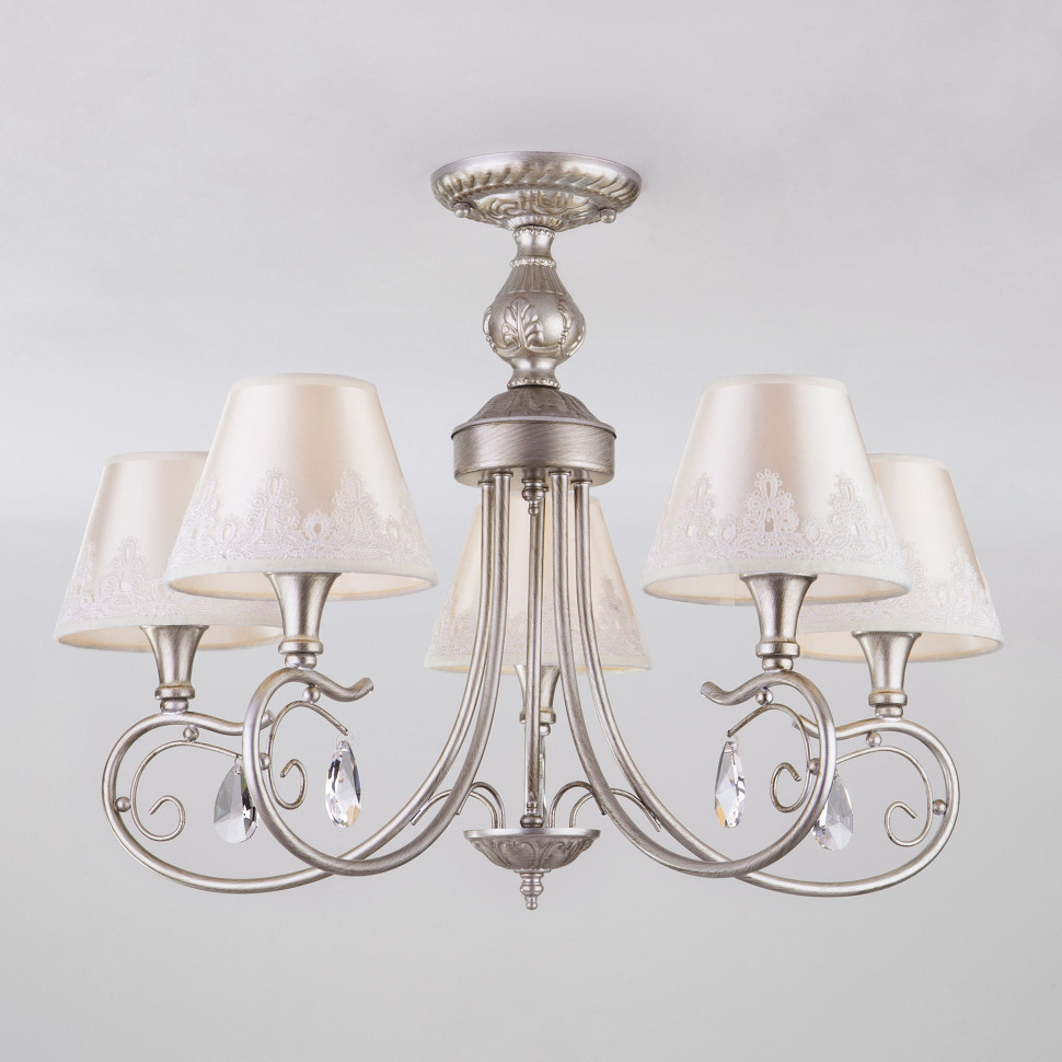 Люстра в классическом стиле с абажурами 60069/5 серебро фото 1 — Multielectrika