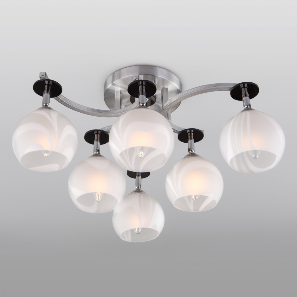 Люстра с плафонами 9643/6 серебро / белый фото 1 — Multielectrika