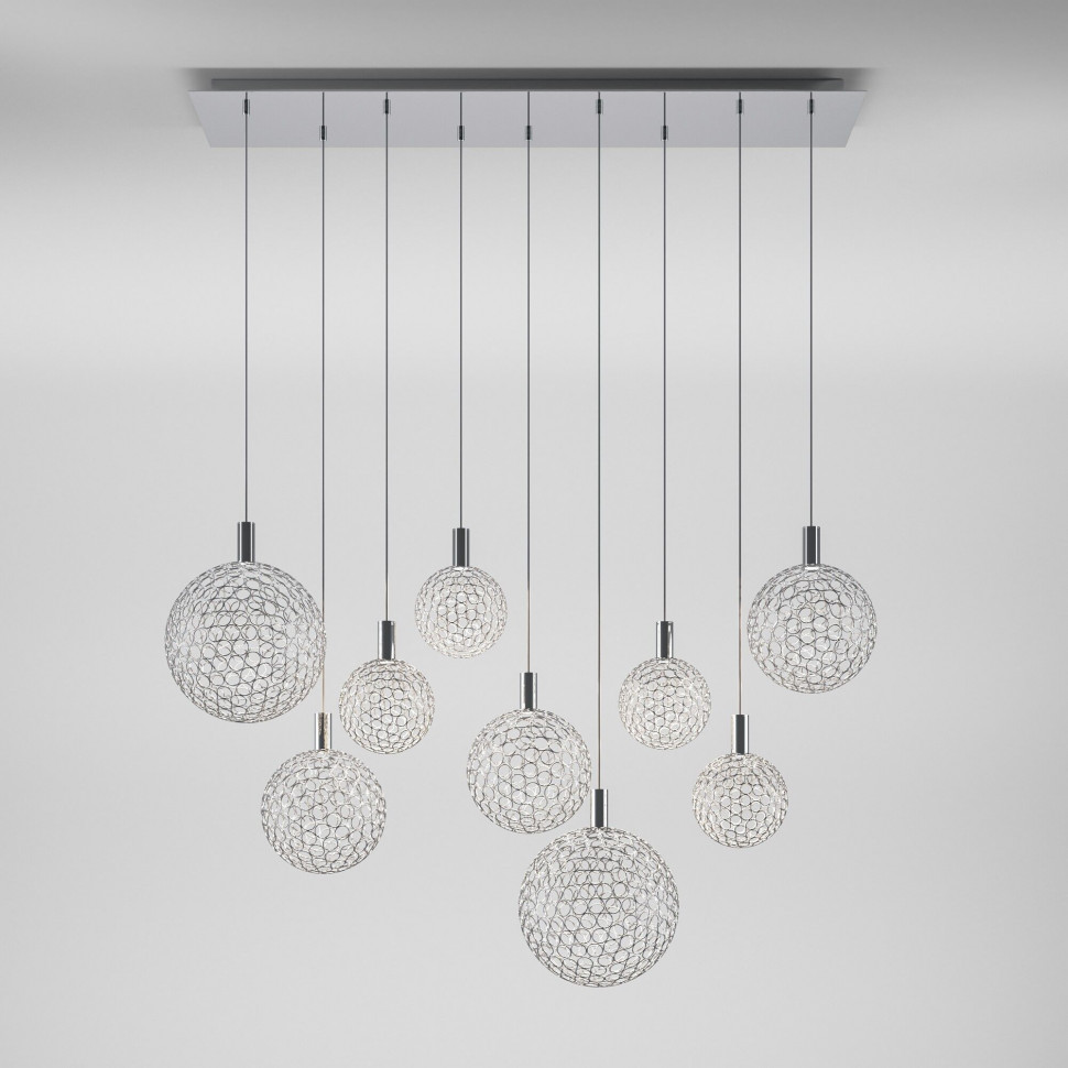 Подвесной светодиодный светильник с металлическими плафонами 90353/9 хром фото 1 — Multielectrika