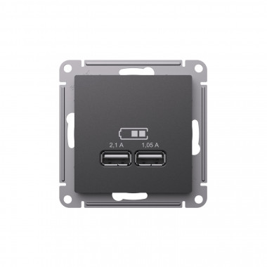 Зарядное устройство USB Systeme Electric AtlasDesign 5В/2,1 А, 2х5В/1,05 А, базальт — Multielectrika