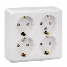 Розетка 4К+З со шторками 16А 250B Белая Schneider Electric Этюд PA16-208B &mdash; Multielectrika