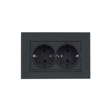 Розетка двойная с заземлением с защитными шторками 16А в сборе IEK Brite РСш12-3-БрГ графит — Multielectrika