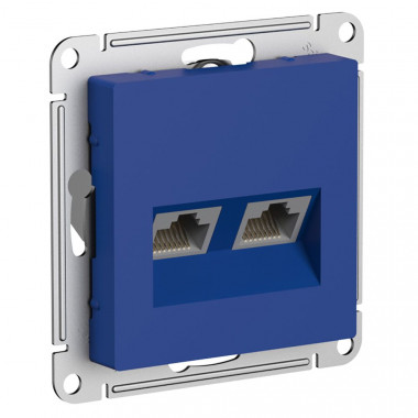 Розетка двойная RJ-45 Systeme Electric AtlasDesign кат. 5E, аквамарин — Multielectrika