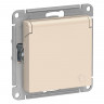 Розетка силовая Schneider Electric Atlas Design со шторками и крышкой, бежевая