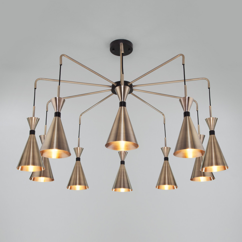 Умная люстра в стиле лофт 316/10 латунь / черный фото 1 — Multielectrika