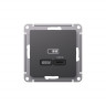 Зарядное устройство USB Type C Systeme Electric AtlasDesign 65Вт, высокоскор.заряд. QC, PD, базальт