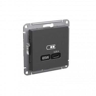 Зарядное устройство USB Type C Systeme Electric AtlasDesign 65Вт, высокоскор.заряд. QC, PD, базальт — Multielectrika