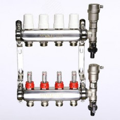 Коллекторная группа со встр. р-мерами в сборе 1"х3/4" евроконус 10 вых. нерж. сталь Valtec (589) &mdash; Multielectrika