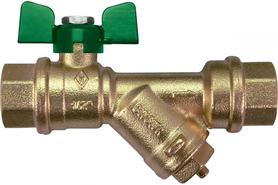 Кран шаровой для воды Bugatti с фильтром Eco Valve Rp1" DN20 PN20 741G 0741G08 фото 1 &mdash; Multielectrika