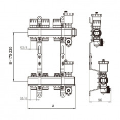 Коллекторная группа TIM без расходомеров 1"х3/4" 11 вых. латунь KB011 &mdash; Multielectrika
