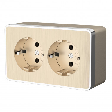 Розетка двойная с заземлением Gallant шампань рифленый W5072110 — Multielectrika