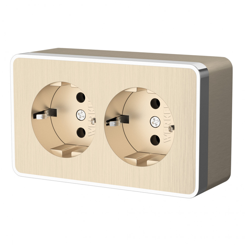 Розетка двойная с заземлением Gallant шампань рифленый W5072110 фото 1 &mdash; Multielectrika