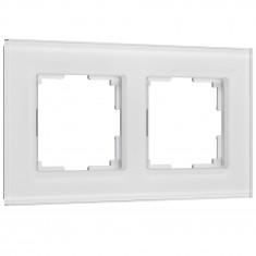 Рамка из стекла на 2 поста Senso белый soft-touch W0023101 &mdash; Multielectrika