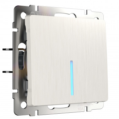 Выключатель одноклавишный с подсветкой (перламутровый рифленый) W1110113 &mdash; Multielectrika