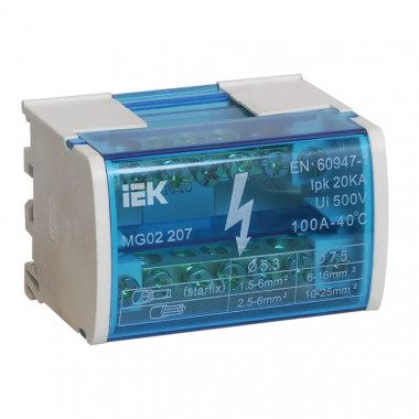 Шины на DIN-рейку в корпусе (кросс-модуль) ИЭК ШНК 2х7 L+PEN — Multielectrika