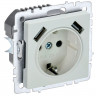 Розетка с заземлением с защитными шторками 16А с USB A+A 5В 3,1А IEK Brite РЮш10-2-БрЖ жемчуг