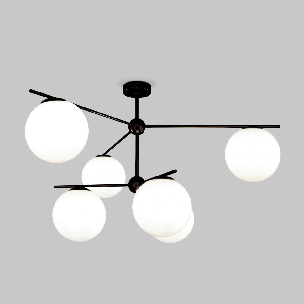 Умный потолочный светильник со стеклянными плафонами 60147/6 черный фото 1 &mdash; Multielectrika