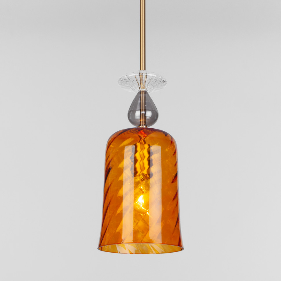 Подвесной светильник со стеклянным плафоном 50194/1 янтарный фото 1 — Multielectrika