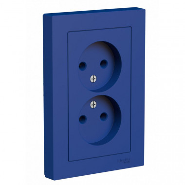 Розетка двойная Systeme Electric AtlasDesign без заземления, в сборе, 16А, аквамарин — Multielectrika