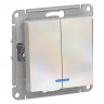 Выключатель двухклавишный Schneider Electric Atlas Design с подсветкой, жемчуг