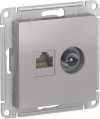 Розетка TV+RJ-45 Schneider Electric Atlas Design алюминий фото 1 — Multielectrika