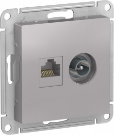 Розетка TV+RJ-45 Schneider Electric Atlas Design алюминий &mdash; Multielectrika