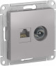 Розетка TV+RJ-45 Schneider Electric Atlas Design алюминий