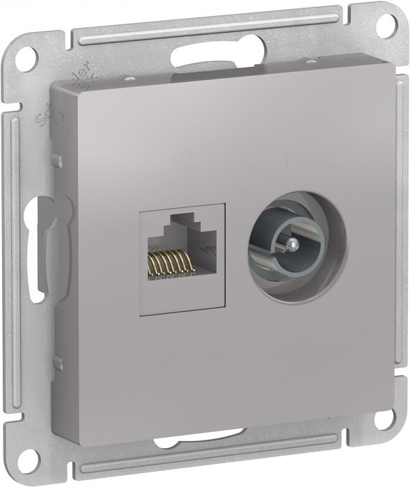 Розетка TV+RJ-45 Schneider Electric Atlas Design алюминий фото 1 — Multielectrika