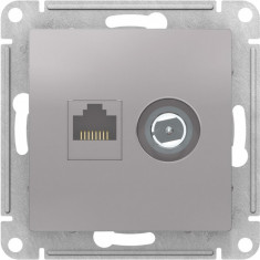 Розетка TV+RJ-45 Schneider Electric Atlas Design алюминий &mdash; Multielectrika