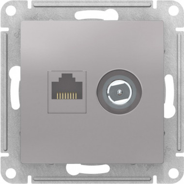 Розетка TV+RJ-45 Schneider Electric Atlas Design алюминий — Multielectrika