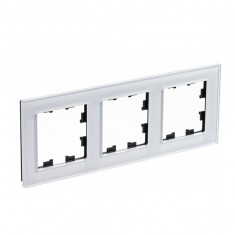 Рамка Schneider Electric Atlas Design Nature на 3 поста, белое стекло &mdash; Multielectrika