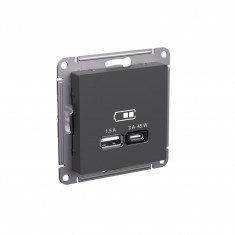 Зарядное устройство USB+Type C Systeme Electric AtlasDesign 45Вт,  высокоскор.заряд. QC, PD, базальт &mdash; Multielectrika