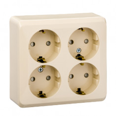 Розетка 4К+З со шторками 16А 250B Кремовая Schneider Electric Этюд PA16-208K &mdash; Multielectrika