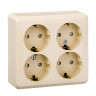 Розетка 4К+З со шторками 16А 250B Кремовая Schneider Electric Этюд PA16-208K