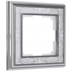 Рамка на 1 пост (хром/белый) W0011431 &mdash; Multielectrika