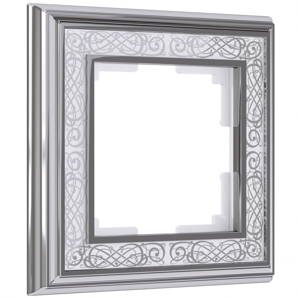 Рамка на 1 пост (хром/белый) W0011431 фото 1 — Multielectrika